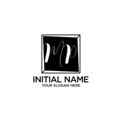 MP monogram logo template vector	