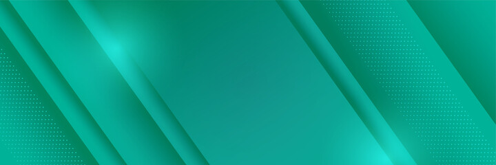 Corporate business tosca wide banner design background. Abstract 3d banner design with dark green technology geometric background. Vector illustration