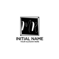 MR monogram logo template vector	