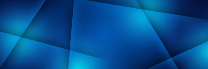 Corporate business blue wide banner design background. Abstract modern 3d banner design with dark blue technology geometric background. Vector illustration