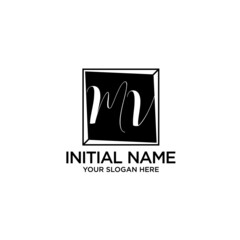 MV monogram logo template vector	