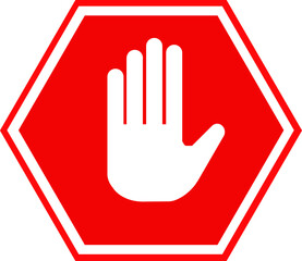 Obraz premium Red Stop Sign with Hand Symbol