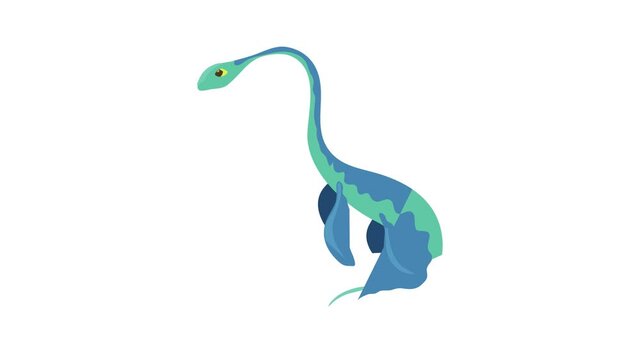 Aquatic dinosaur icon animation best cartoon object on white background