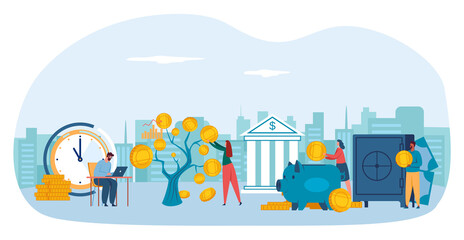 Business time management concept, organization and discipline. Vector management planning and efficiency concept illustration