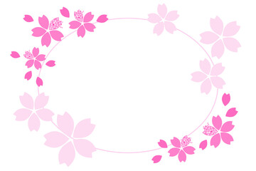 イラスト　桜のフレーム（楕円・ピンク）