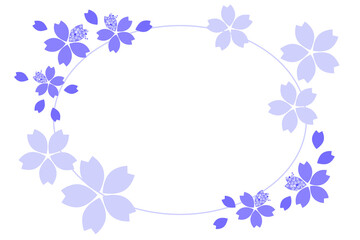 イラスト　桜のフレーム（楕円・青紫）