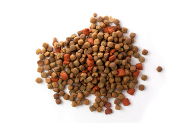 Dry cat food isolated on a white background