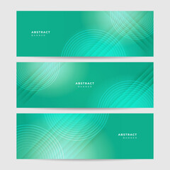 Abstract neon style green wide banner design background