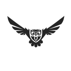 Illustration logo owl black color and white background