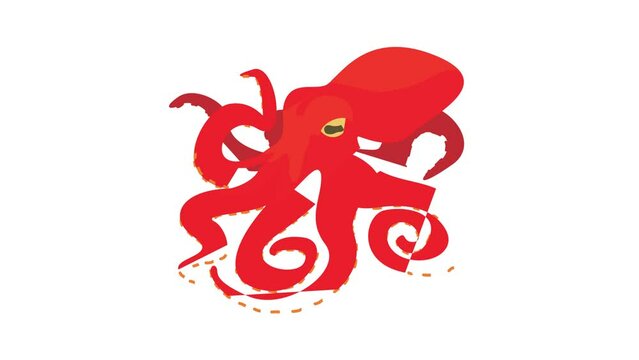 Octopus icon animation best cartoon object on white background