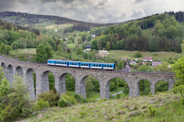 Naklejka premium Railway viaduct Novina in Krystofovo udoli, Northern Bohemia, Czech Republic