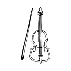 Fototapeta na wymiar violin icon doodle hand drawn sketch