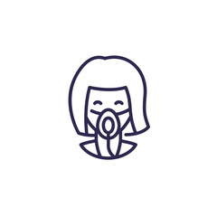 girl in oxygen mask line icon