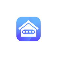 password access icon with a house, vector