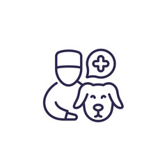 veterinarian line icon with a dog