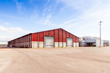 Fototapeta na wymiar Industrial warehouse complex in port 