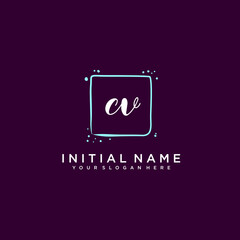 CV monogram logo template vector	