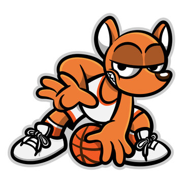 Cartoon illustration of mouse wearing basketball jersey and dribbling a ball, best for mascot, logo, and sticker for basketball competition of kids