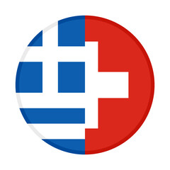 Fototapeta premium round icon with greece and switzerland flags. vector illustration isolated on white background
