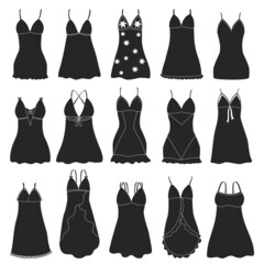 Negligee vector black set icon. Vector illustration sleepwear on white background. Isolated black set icon negligee.