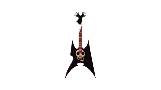 Black metal rock guitar icon animation best cartoon object on white background