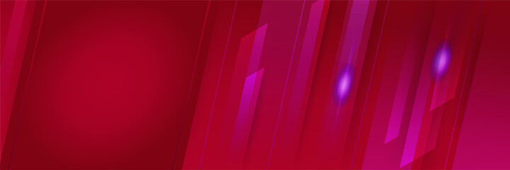 Corporate neon style red wide banner design background. Abstract banner design with dark red technology geometric background. Vector illustration