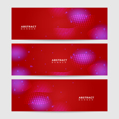 Wave networking neon style red wide banner design background