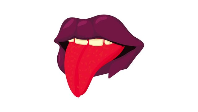 Lips with tongue icon animation best cartoon object on white background