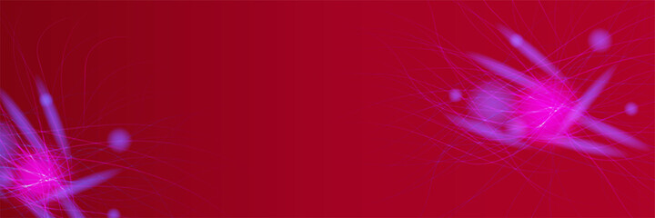 Networking neon style red wide banner design background. Abstract banner design with dark red technology geometric background. Vector illustration
