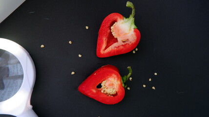 red pepper ON A BLACK BACKGROUND