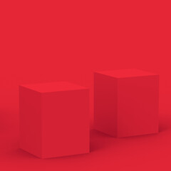 Abstract 3d red cube podium scene studio background.