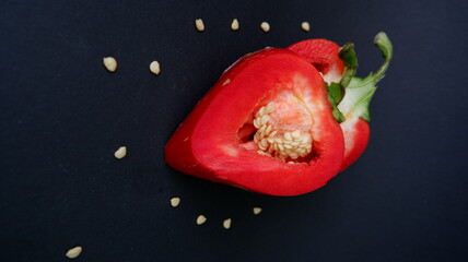 red pepper ON A BLACK BACKGROUND