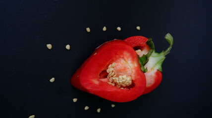 red pepper ON A BLACK BACKGROUND