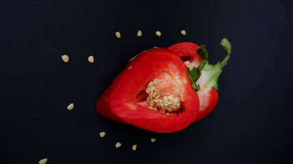 red pepper ON A BLACK BACKGROUND