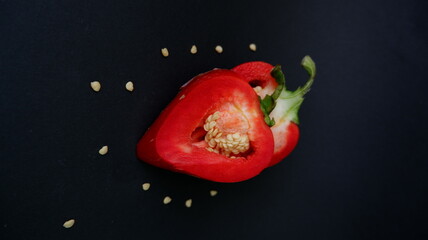 red pepper ON A BLACK BACKGROUND