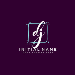 DJ monogram logo template vector	