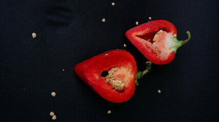red pepper ON A BLACK BACKGROUND