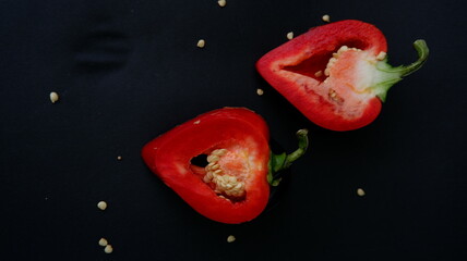 red pepper ON A BLACK BACKGROUND