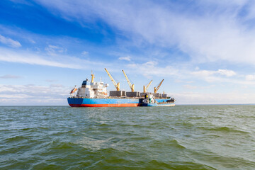 Bulk carrier cargo ships bunkered at sea