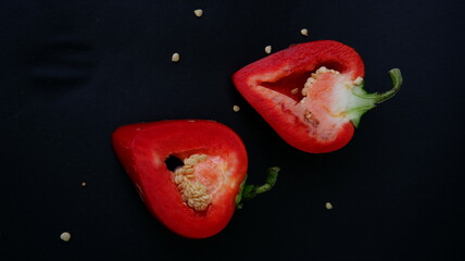 red pepper ON A BLACK BACKGROUND