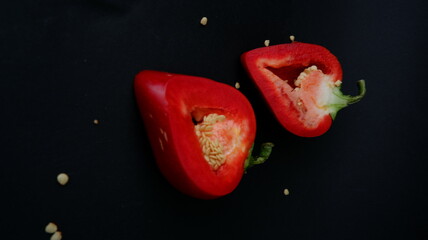 red pepper ON A BLACK BACKGROUND