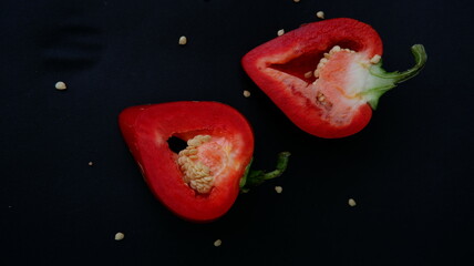 red pepper ON A BLACK BACKGROUND