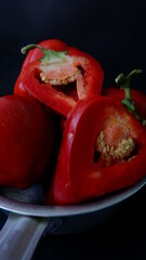 red pepper ON A BLACK BACKGROUND