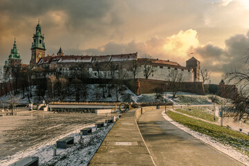 Wawel Castle in the city of Krakow, Poland. 