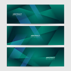Display abstract green wide banner design background