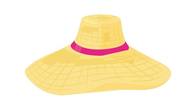Summer hat icon animation best cartoon object on white background
