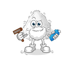 onigiri shave facial hair vector. cartoon character