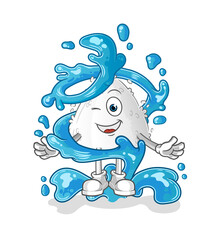 onigiri fresh with water mascot. cartoon vector