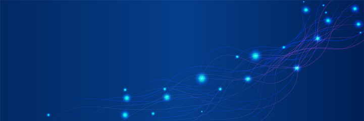 Display abstract blue wide banner design background