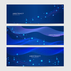 Display abstract blue wide banner design background